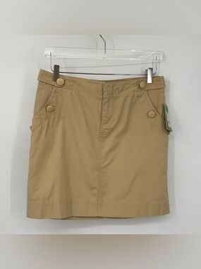 Lilly Pulitzer Delia straight mini skirt cotton nautical solid camel tan new 4